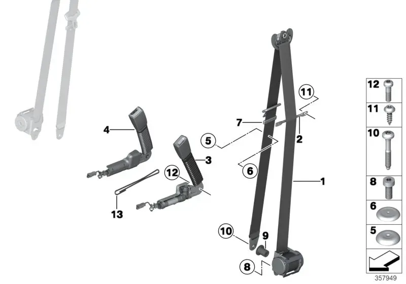 Front seat belt diagram