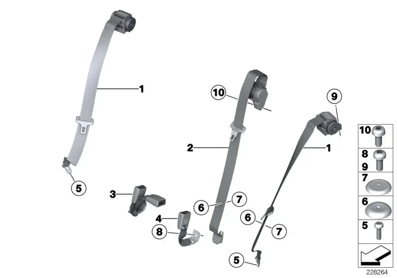 Rear seat belt diagram