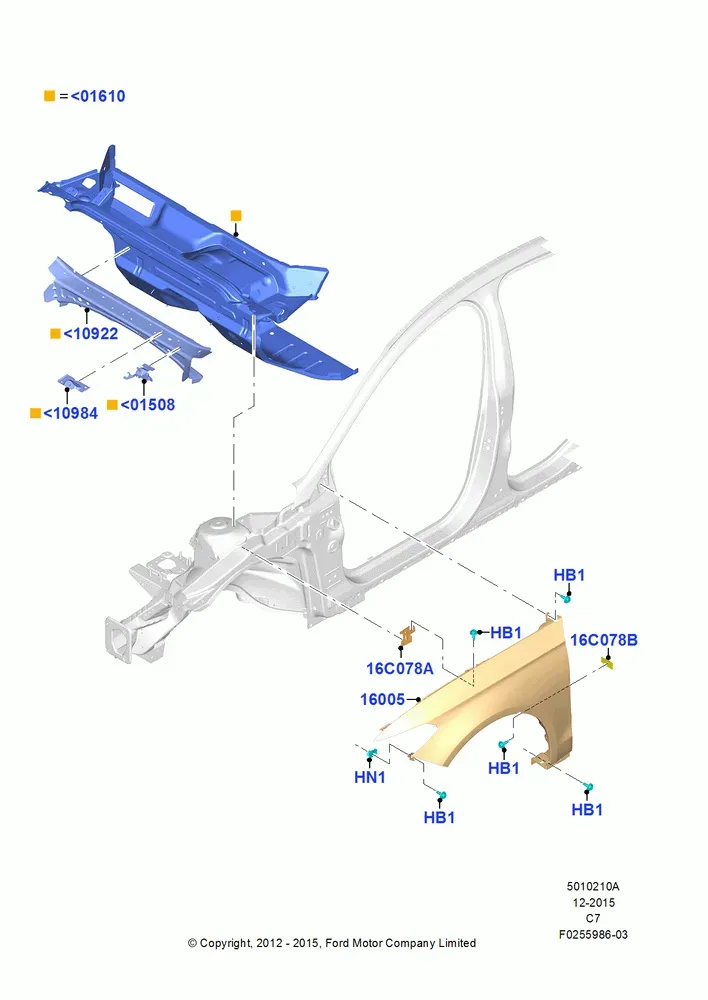 Dash Panel And Front Fenders diagram