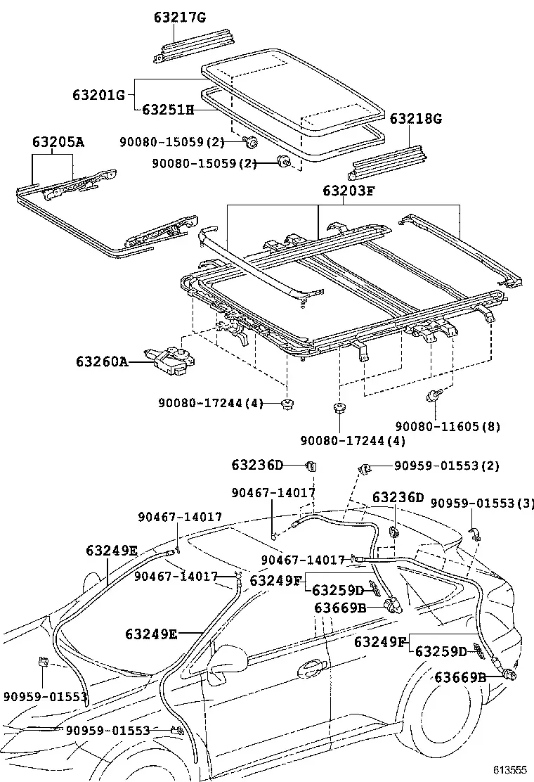 Sliding Sunroof Assembly diagram