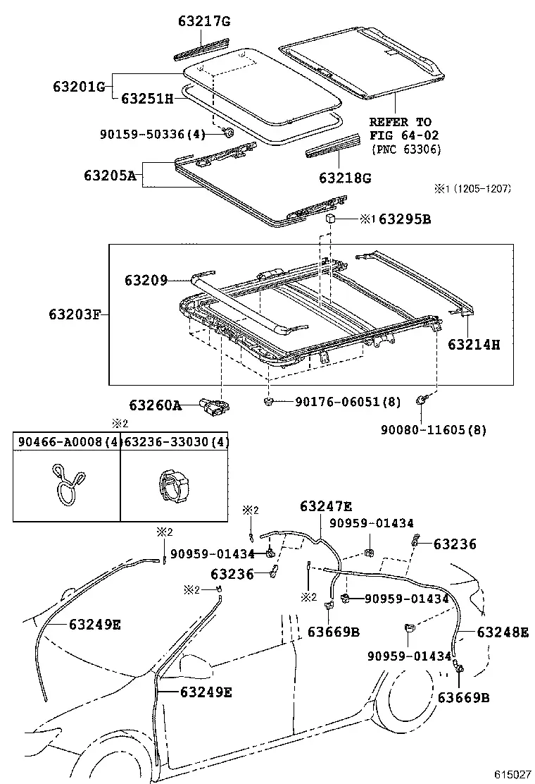 Sunroof and Drain System diagram
