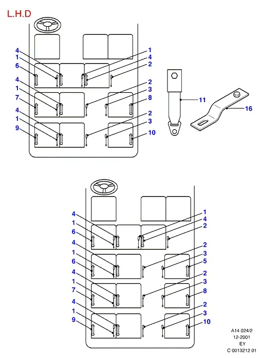 Seat belts and airbags diagram