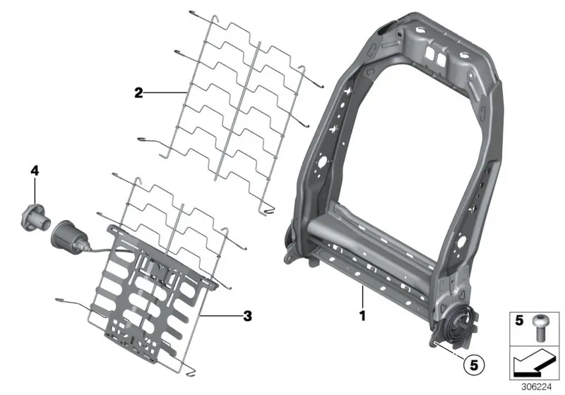 Front seat backrest frame diagram