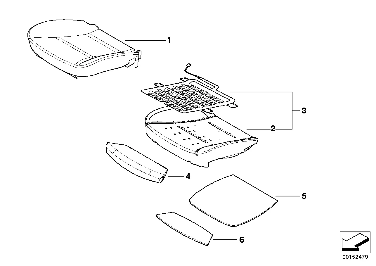 Front seat upholstery diagram