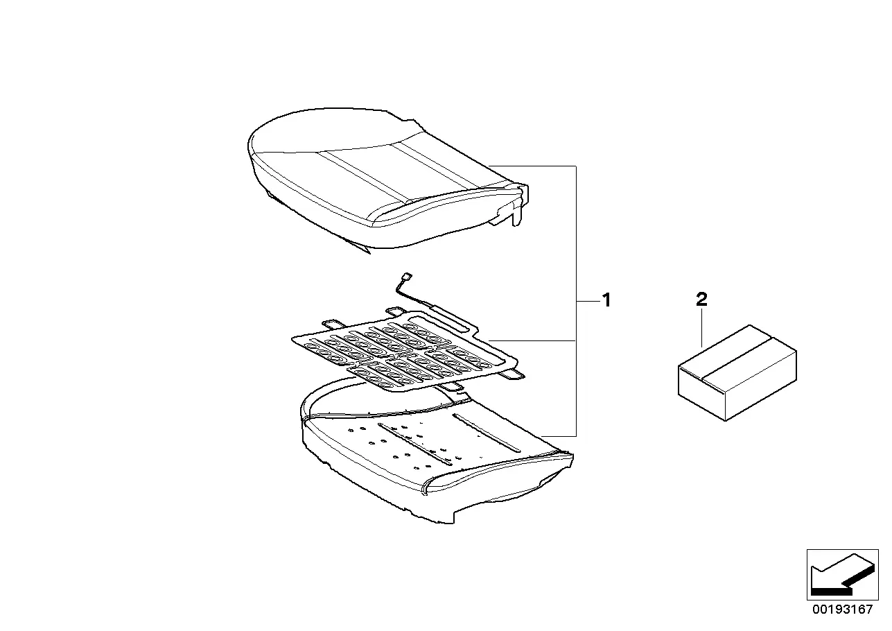 Front seat upholstery diagram