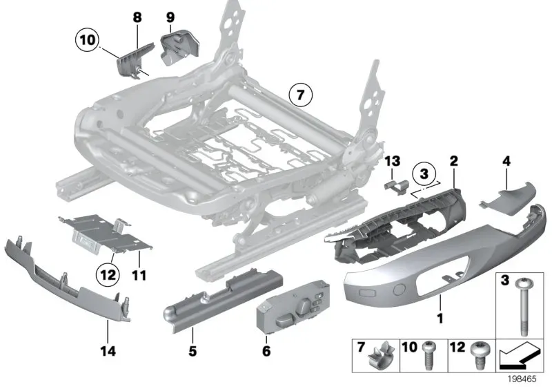 Front seat trim diagram