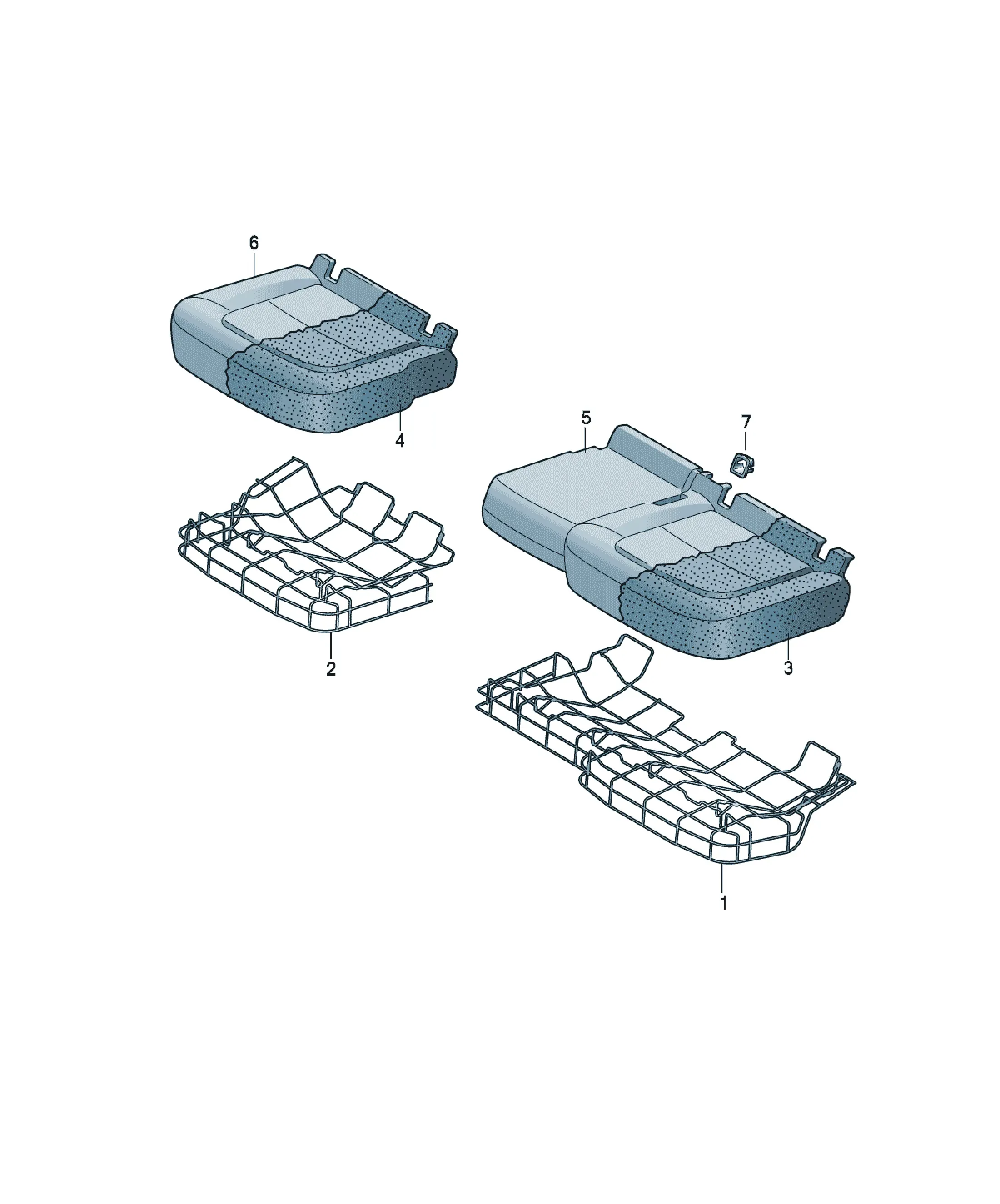 Seat upholstery and padding diagram