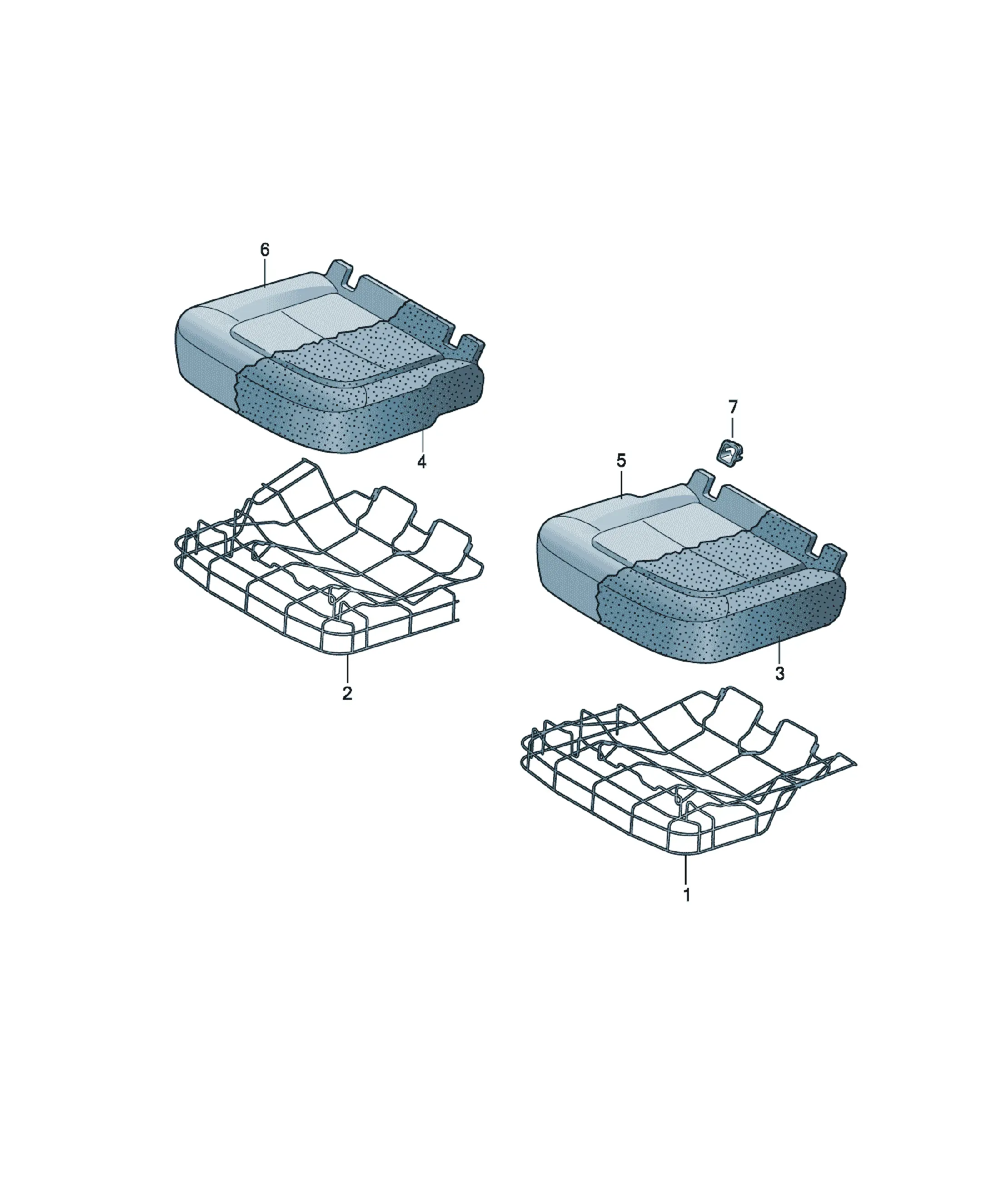 Seat upholstery and padding diagram