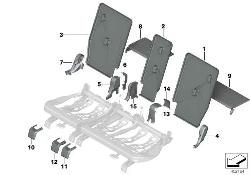 Rear seat trim diagram