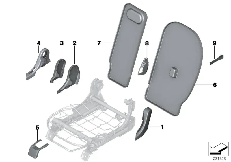 Rear seat trim diagram