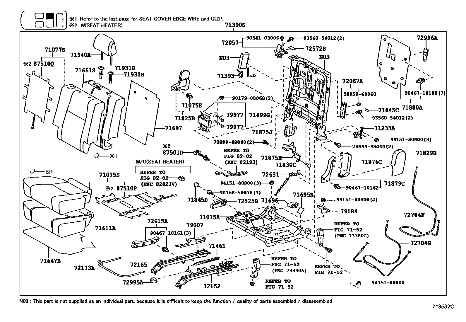 Rear seat diagram