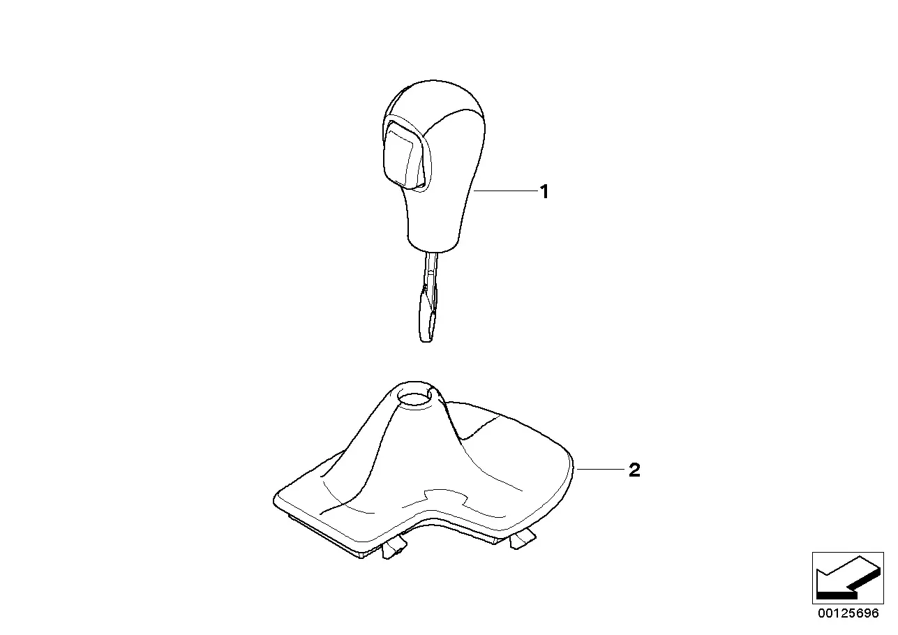 Shift lever knob and boot diagram