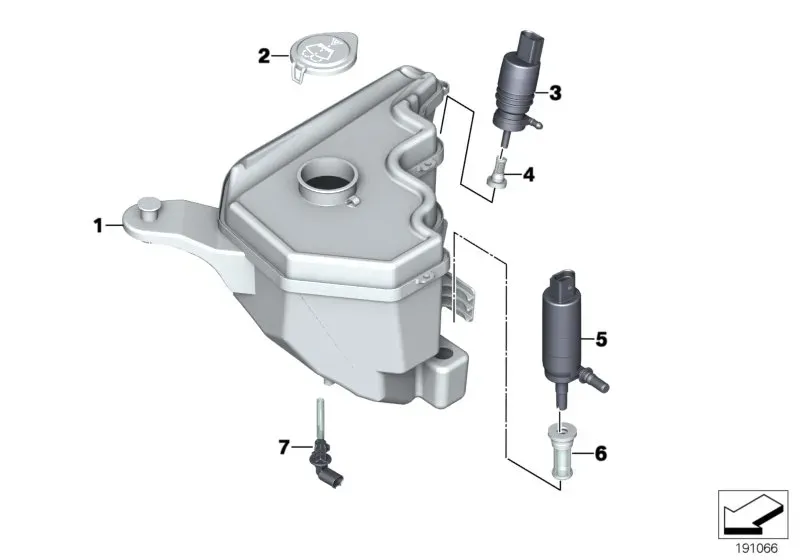 Washer fluid reservoir components diagram