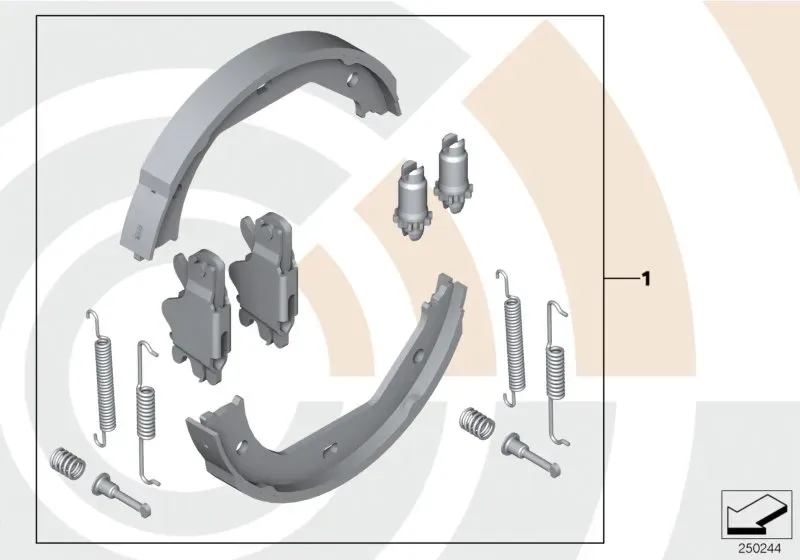 Parking brake shoe repair kit diagram