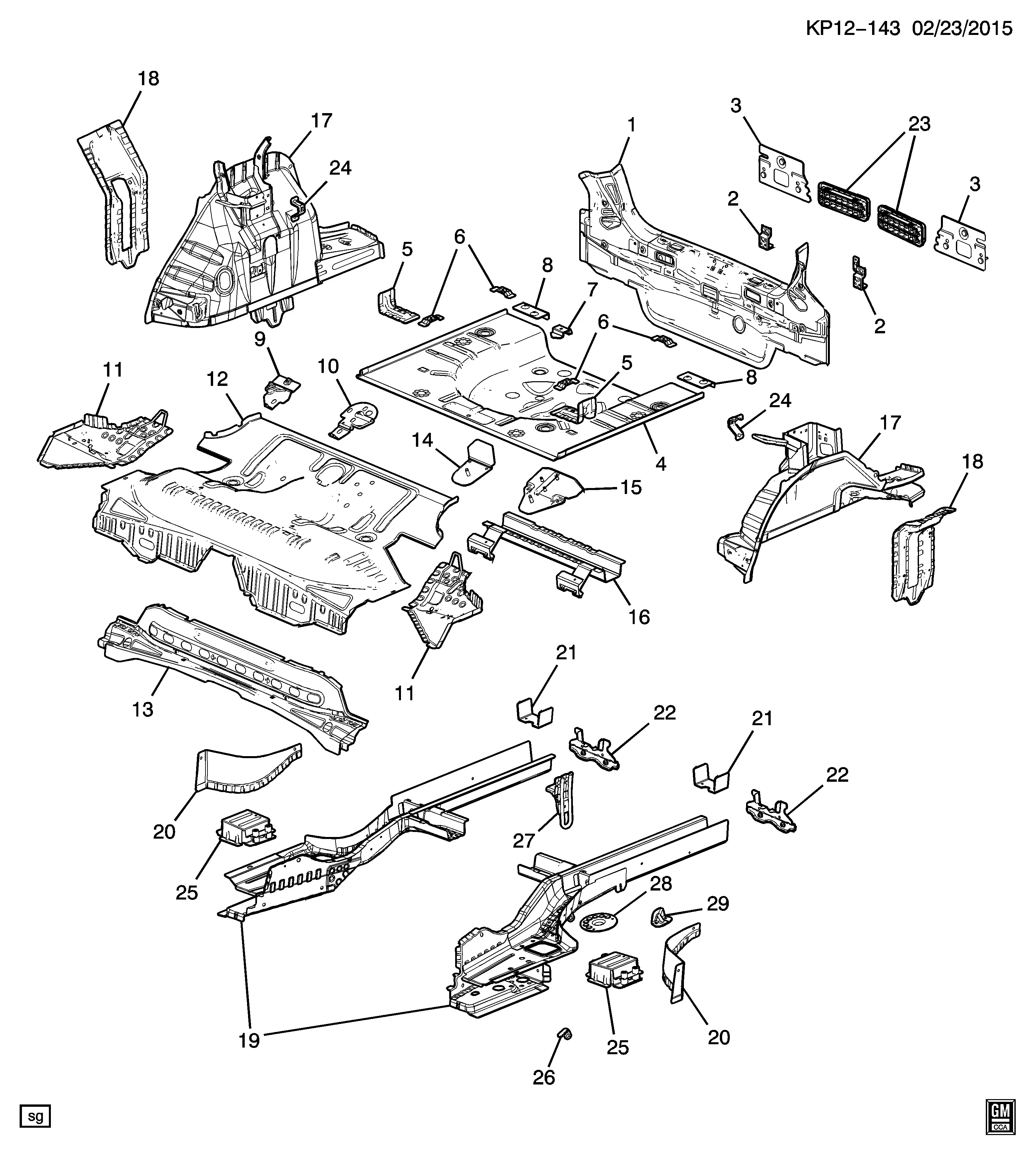 Rear body panels diagram