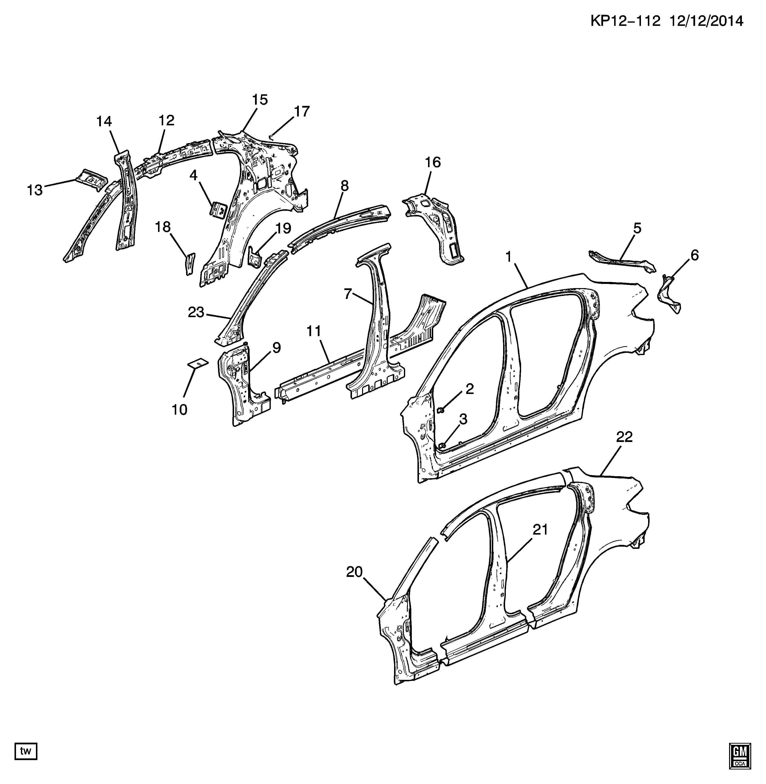 Side body panels diagram