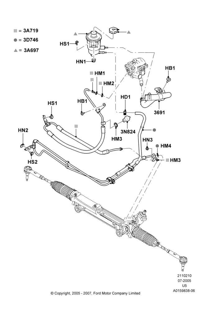 Power Steering Hoses diagram
