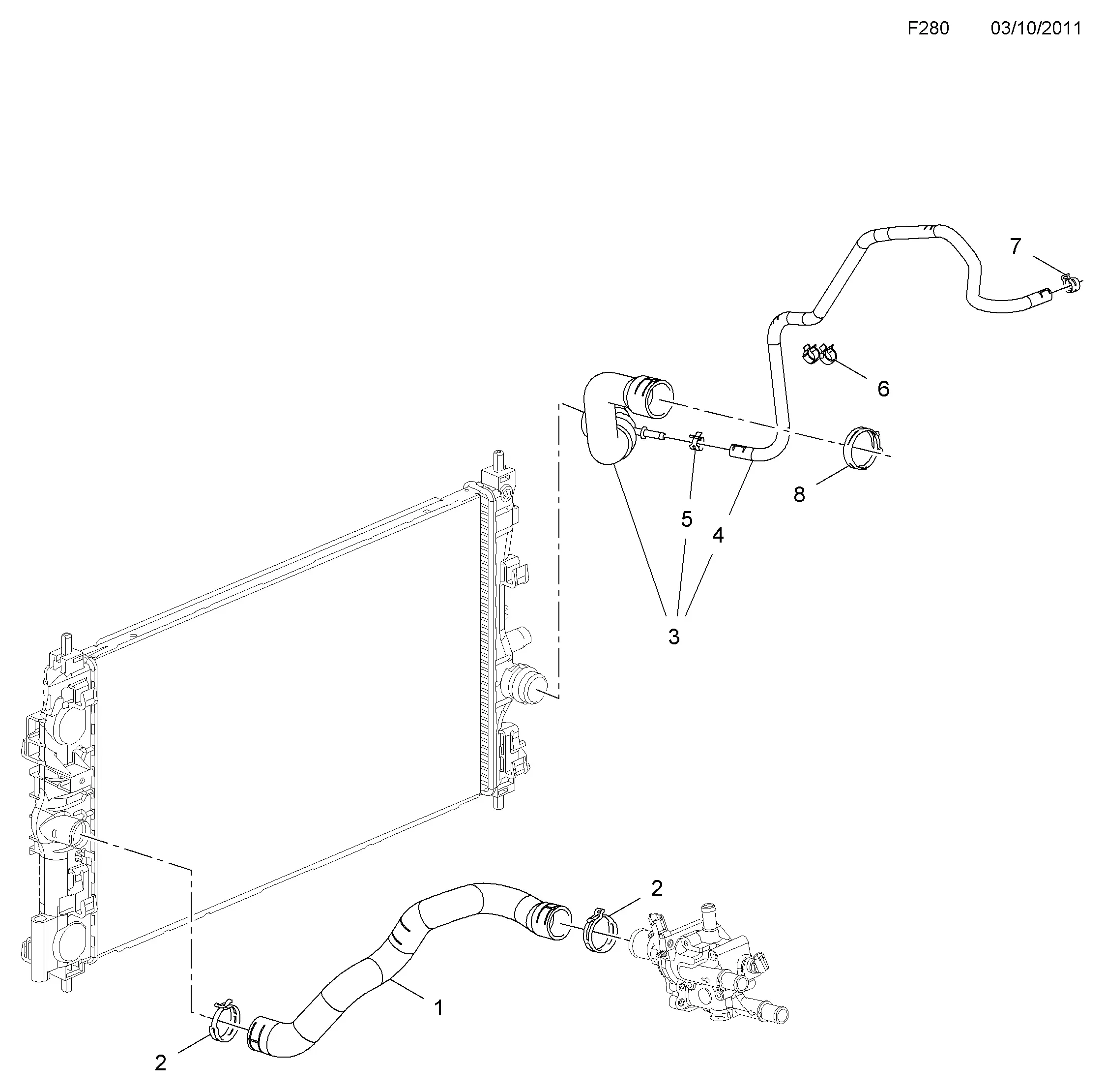 Cooling System Hoses and Pipes diagram