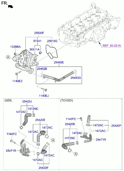 Coolant Hoses and Pipes diagram