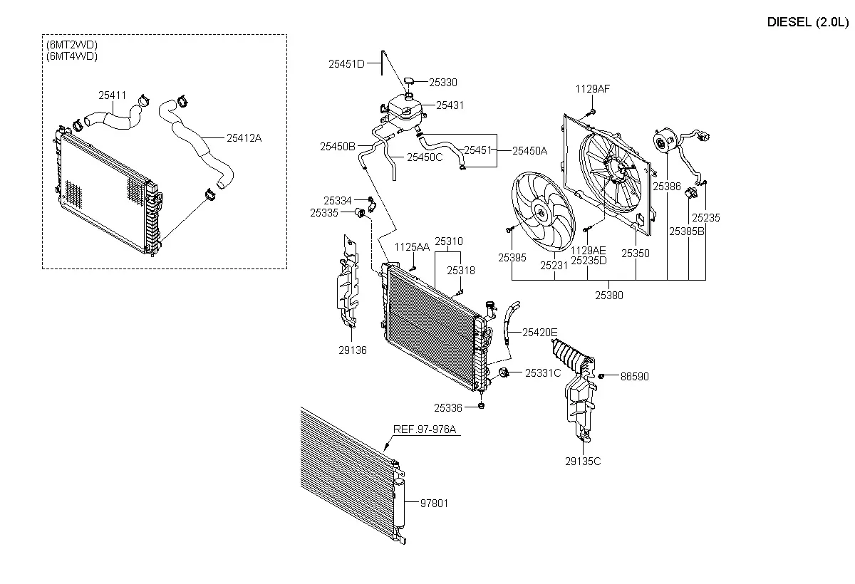 Radiator Hoses and Reservoir diagram