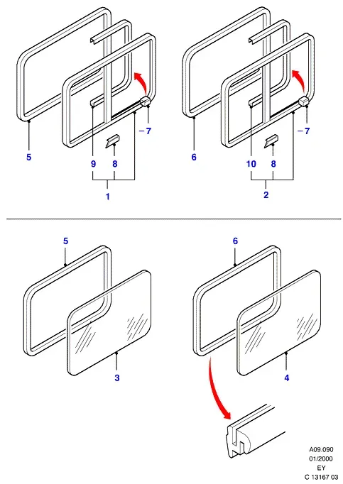 Side glass diagram