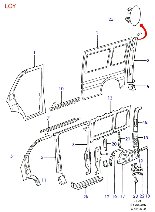 Side body panel diagram