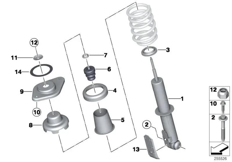 Rear shock absorber strut diagram