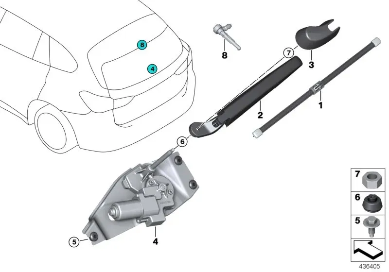 Rear window wiper diagram