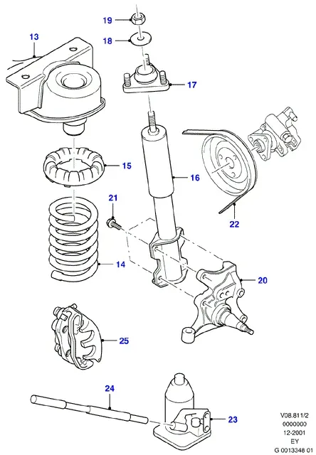 Front suspension and steering diagram