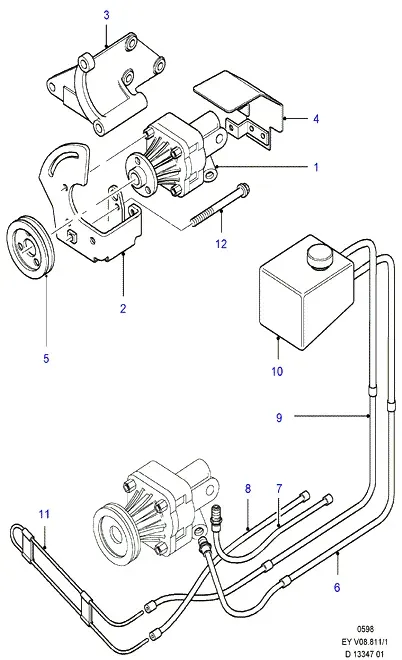 Front suspension and steering diagram