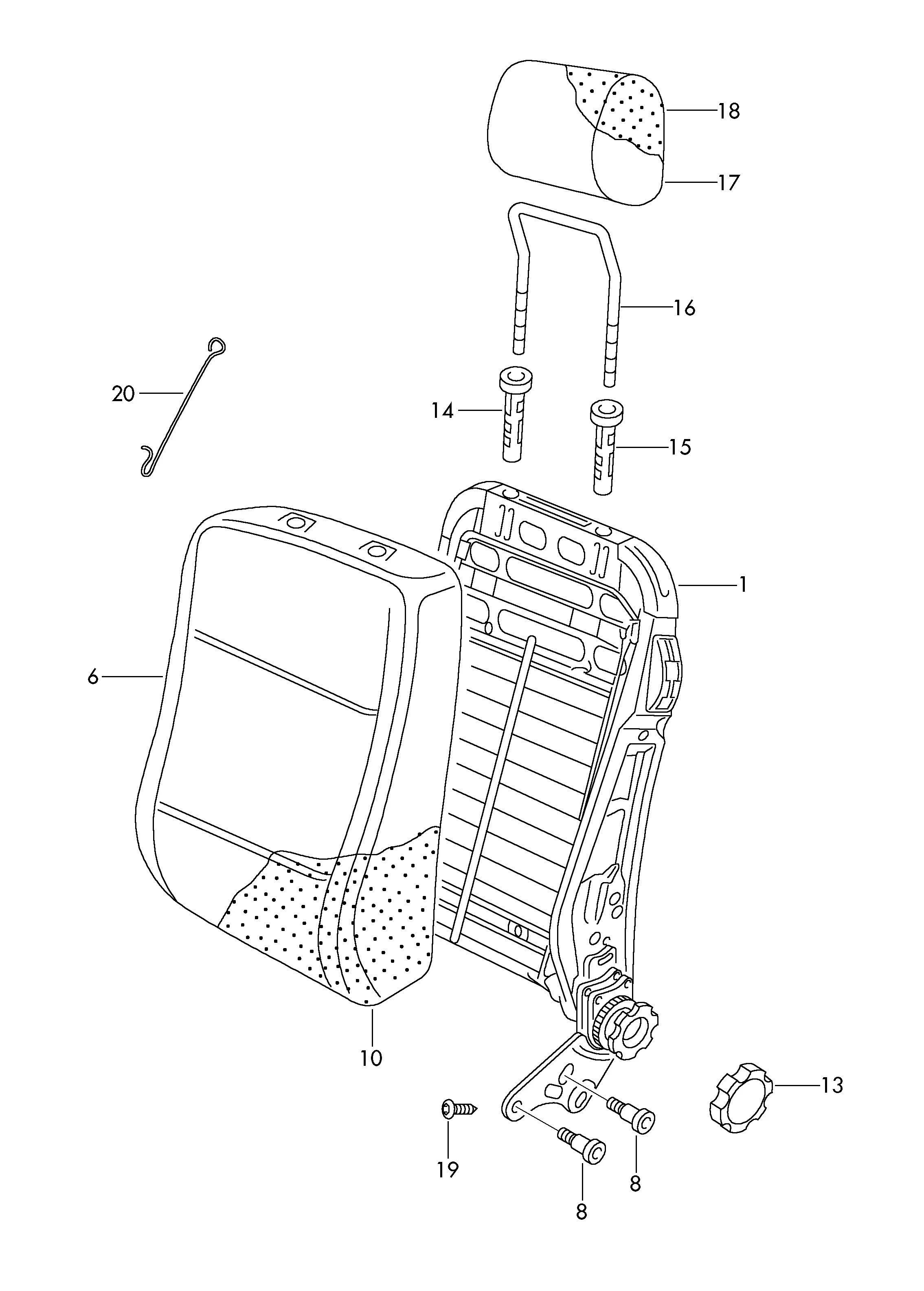 Seat Backrest and Headrest diagram