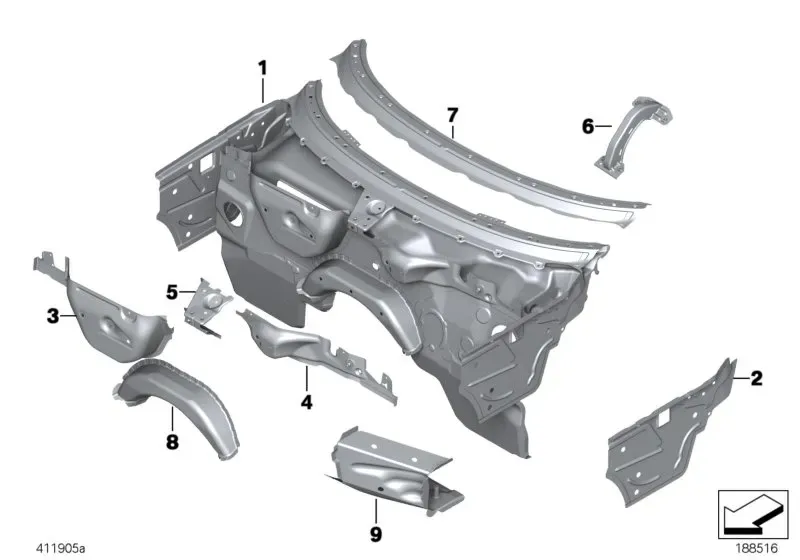 Engine compartment bulkhead diagram