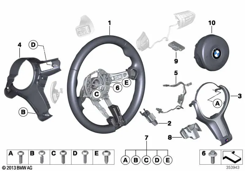 M Sport Steering Wheel with Airbag diagram