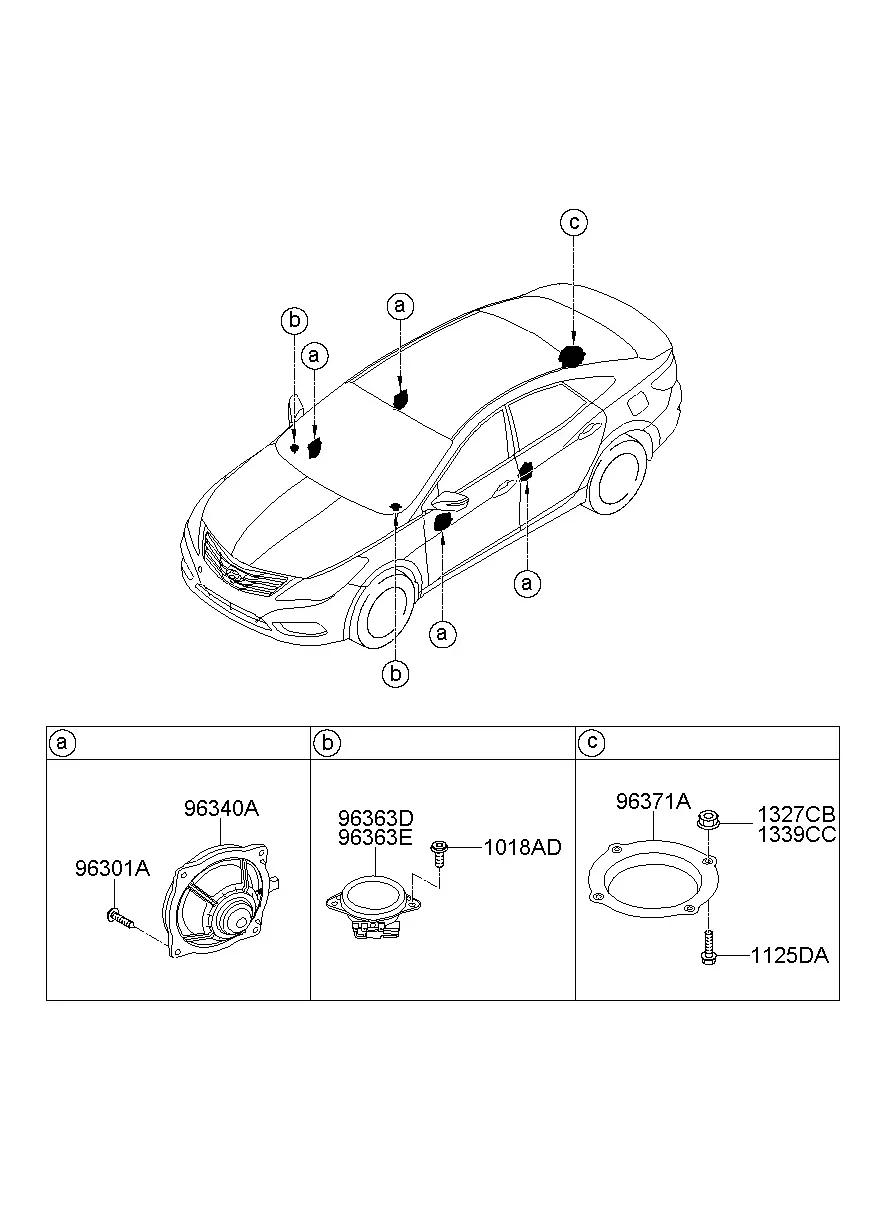 Midrange and Rear Speakers diagram
