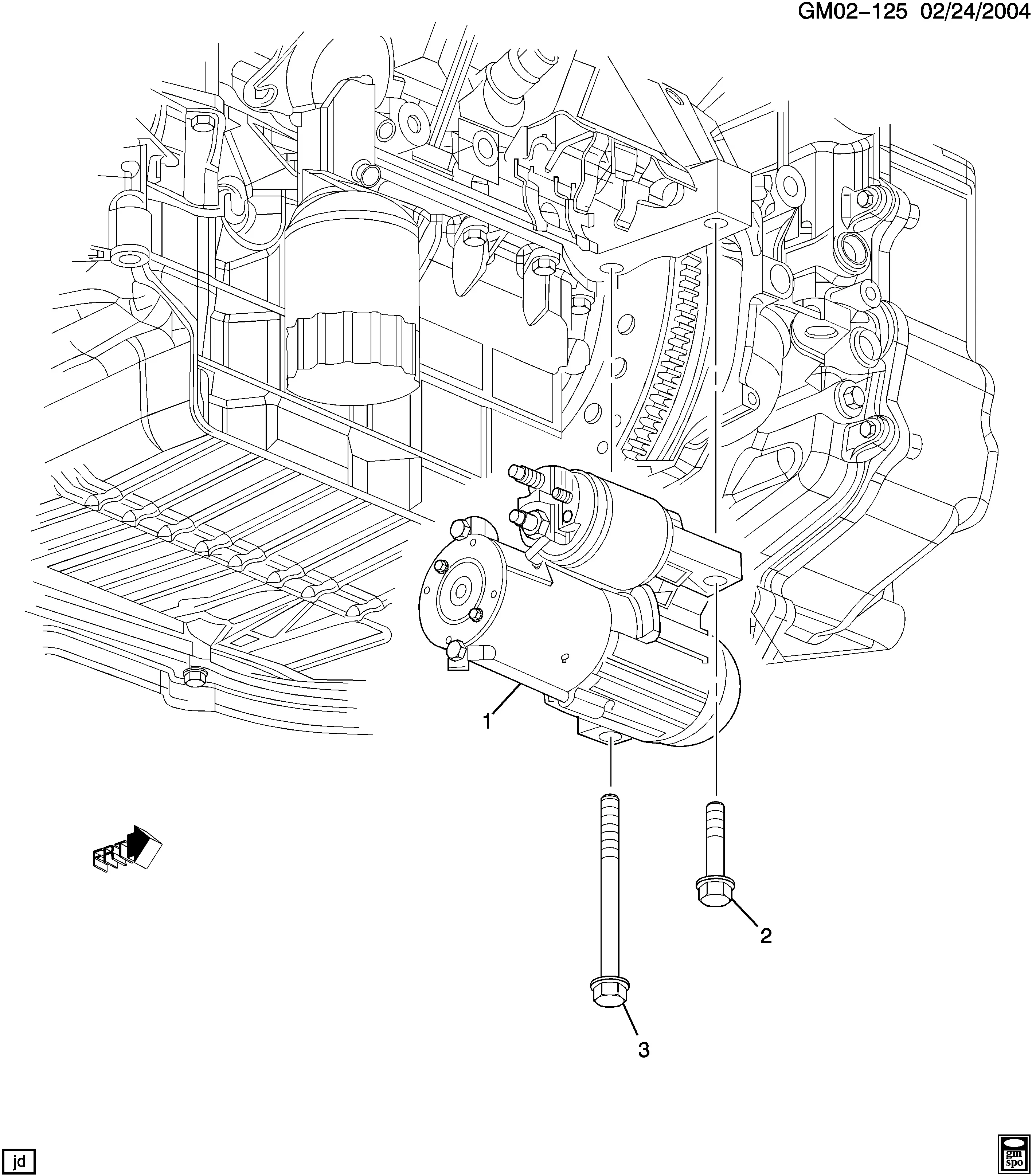 Starter mounting diagram