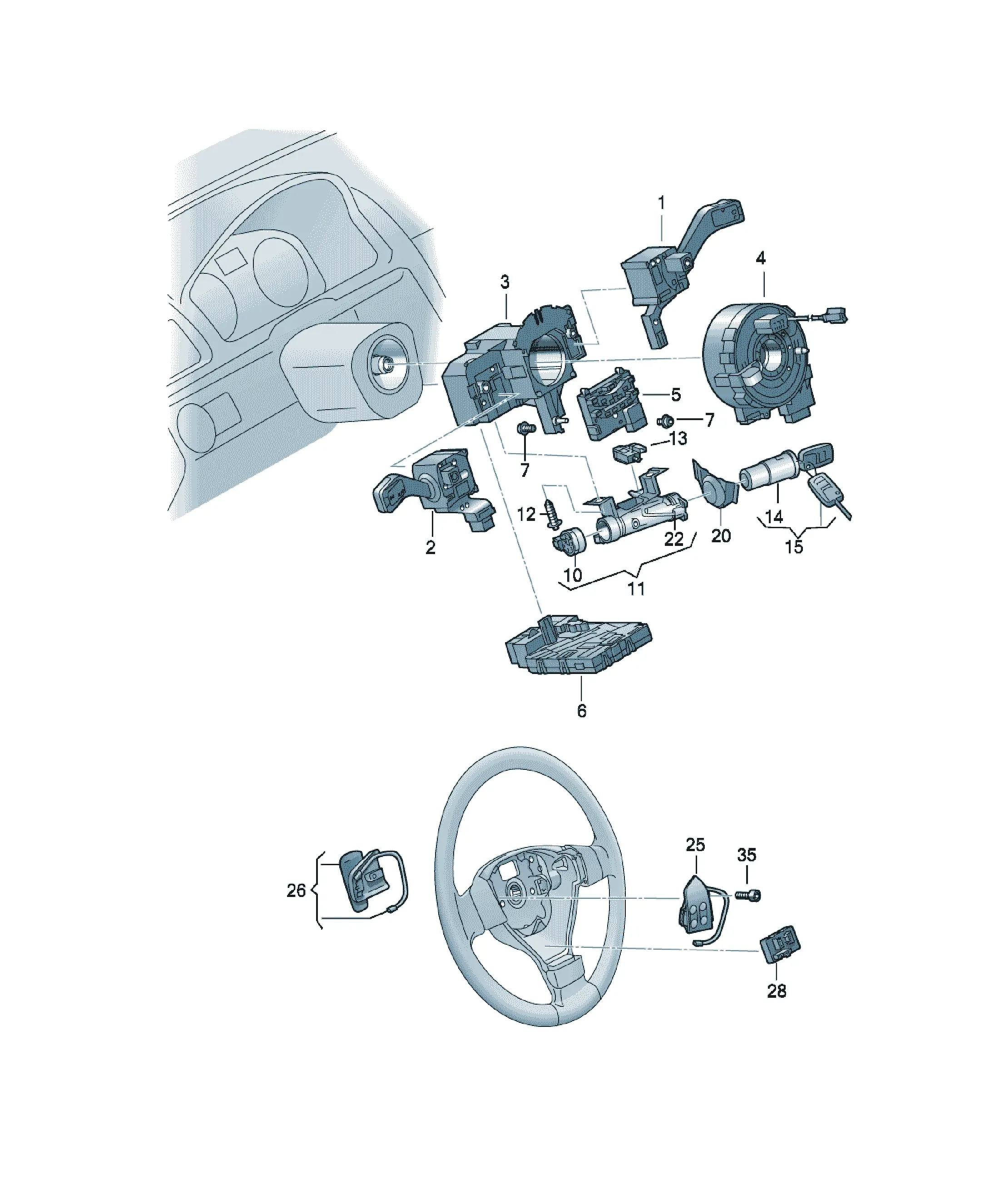 Steering column switch assembly diagram