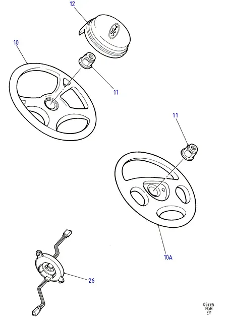 Steering column and steering wheel diagram