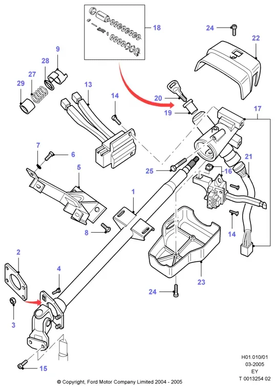 Steering column and steering wheel diagram