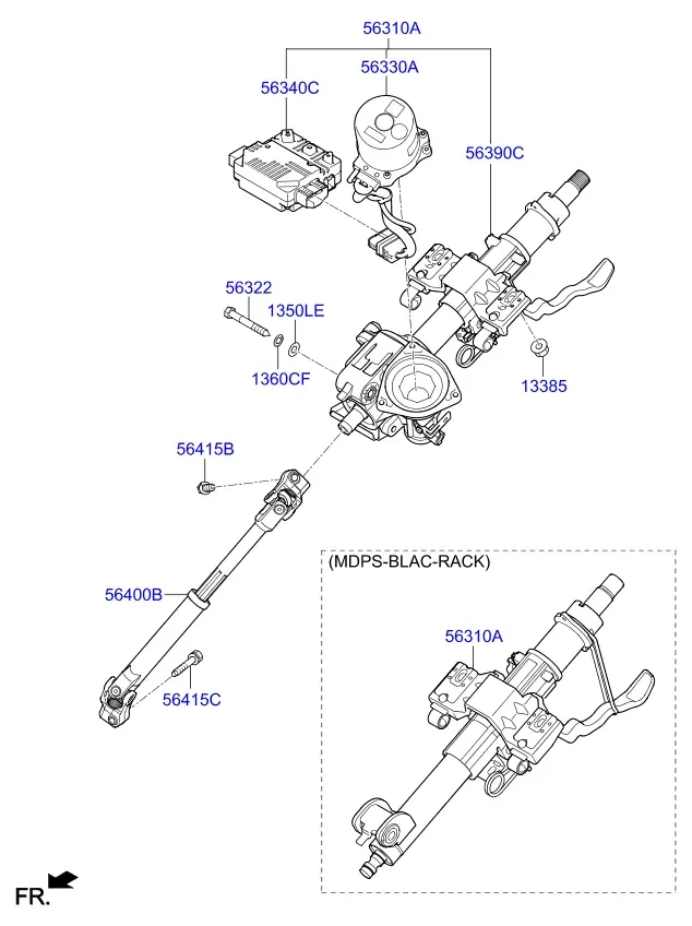 Steering column diagram