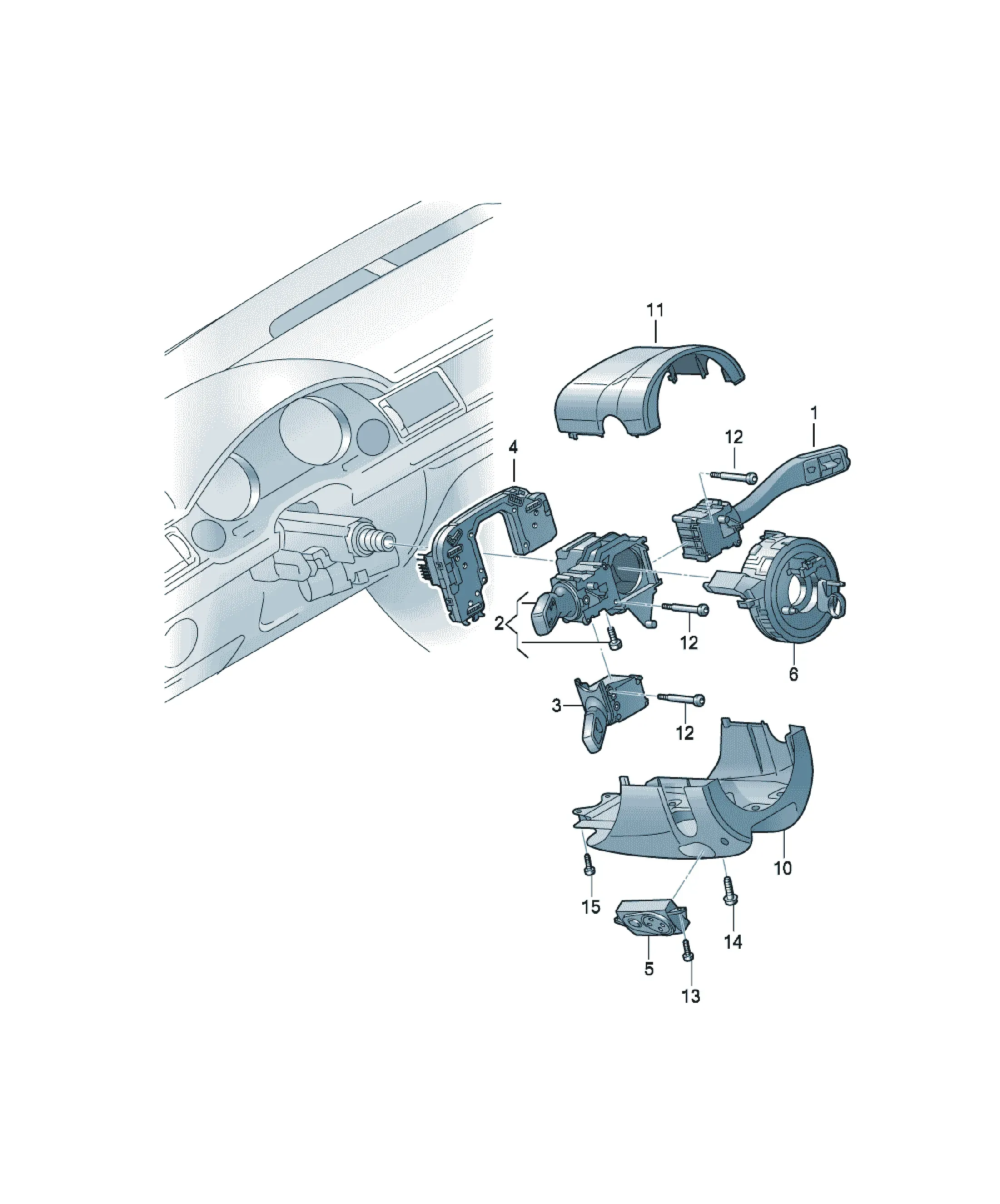 Steering column trim and switches diagram