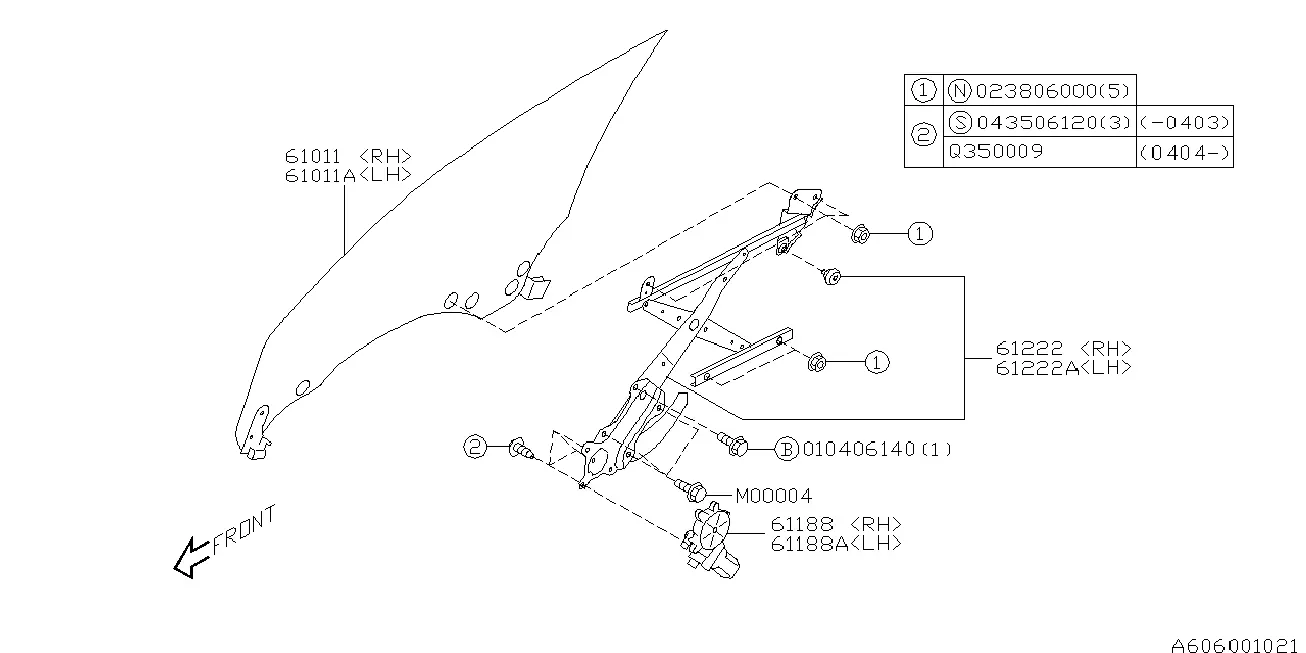 Front Door Glass and Regulators diagram