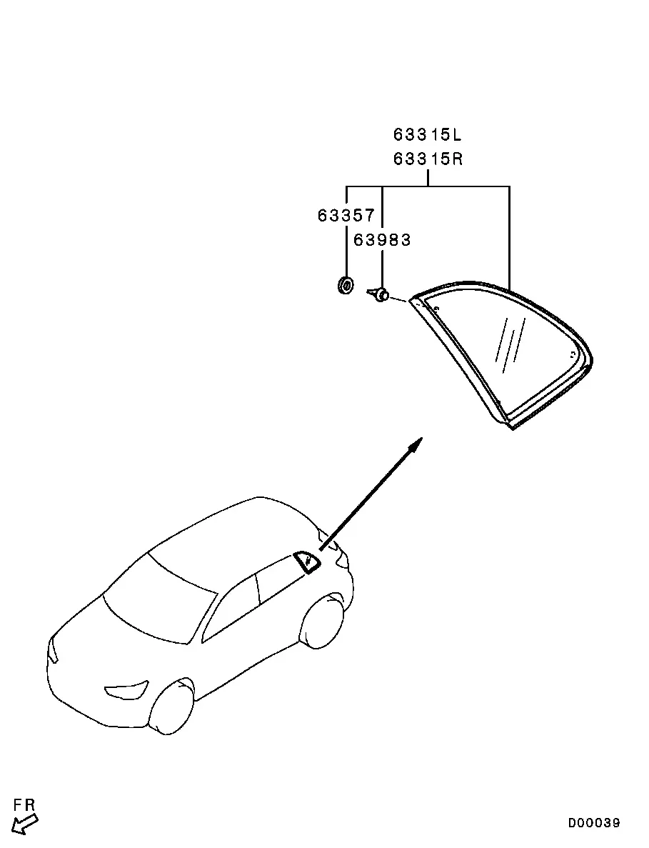 Quarter Window Glass and Moulding diagram