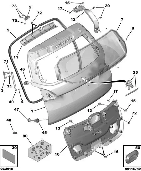 Liftgate Glass and Molding diagram
