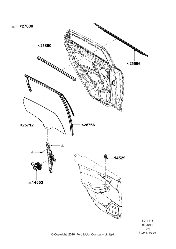 Rear Door Glass and Window Regulator diagram