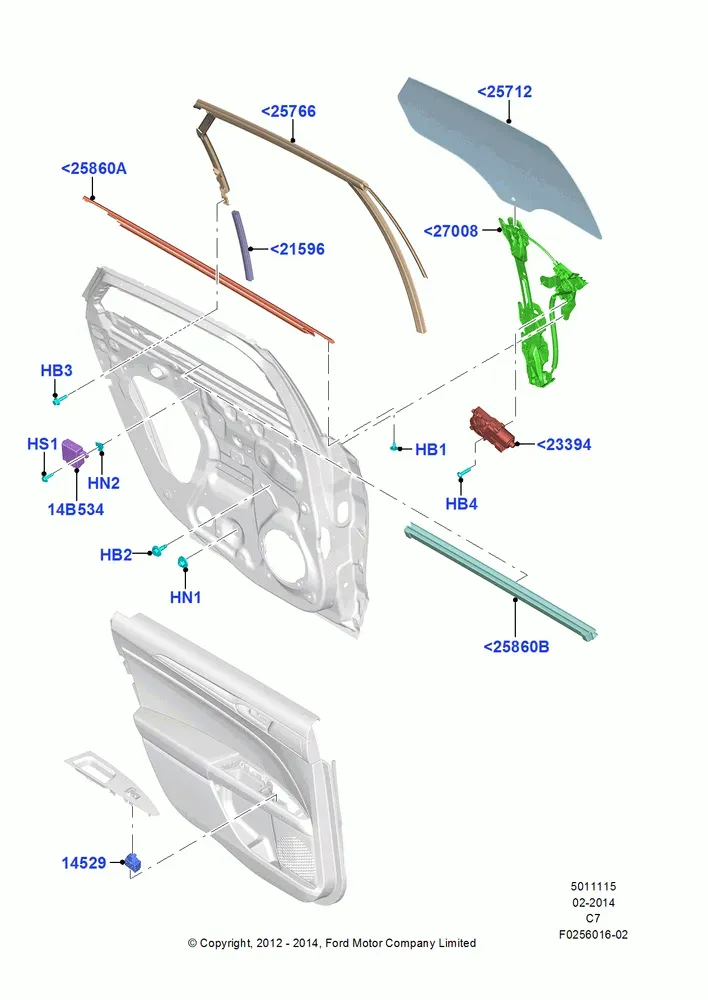 Rear Door Glass and Window Regulator diagram