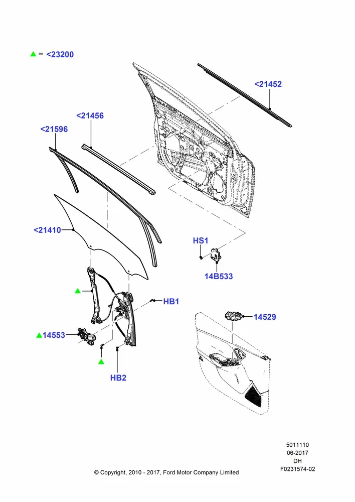Front Door Glass and Window Regulators diagram