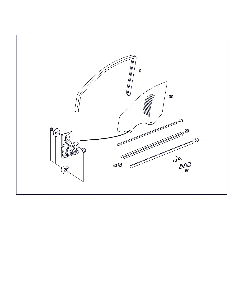 Стекло водительской двери diagram