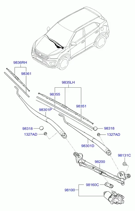 Стеклоочиститель ветрового стекла diagram