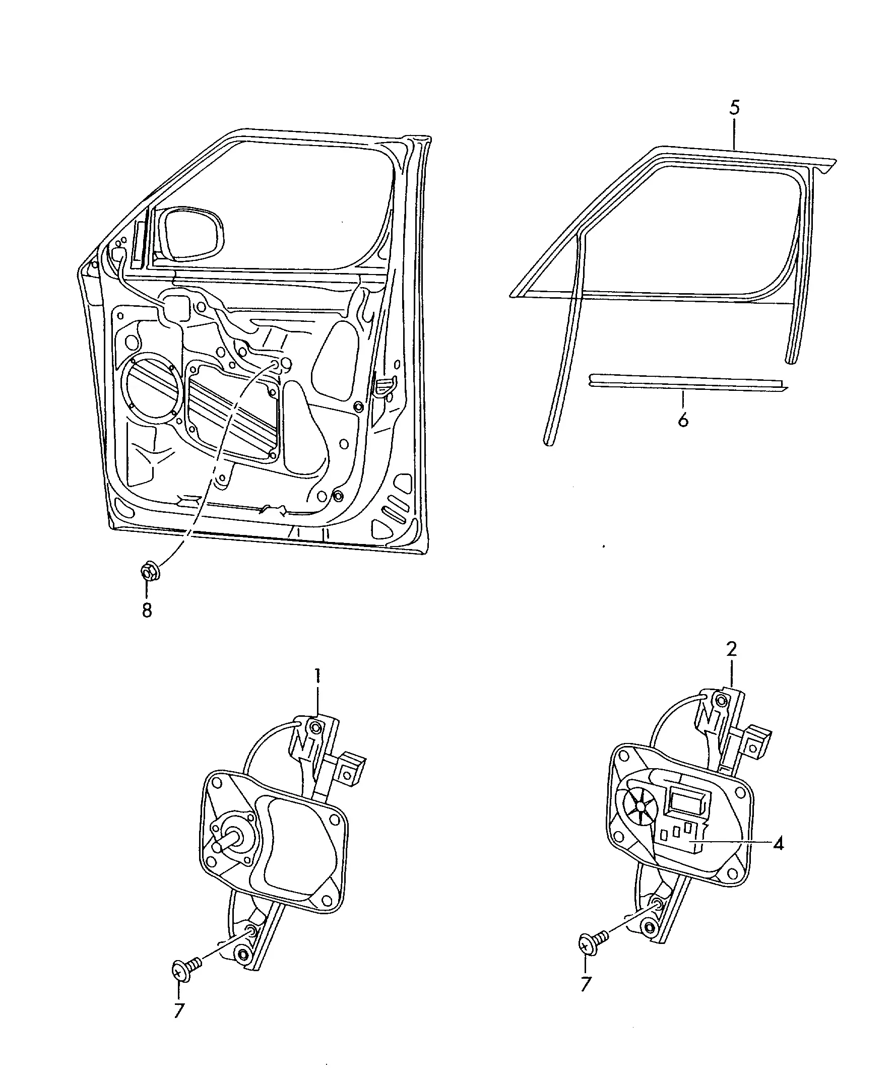 Window Regulator And Glass Guide diagram