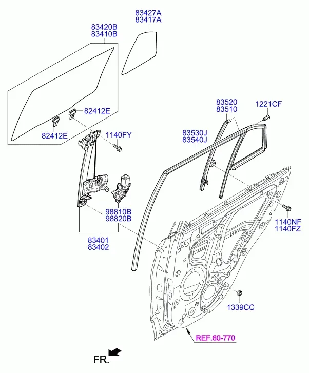 Стеклоподъёмник и стекло задней двери diagram